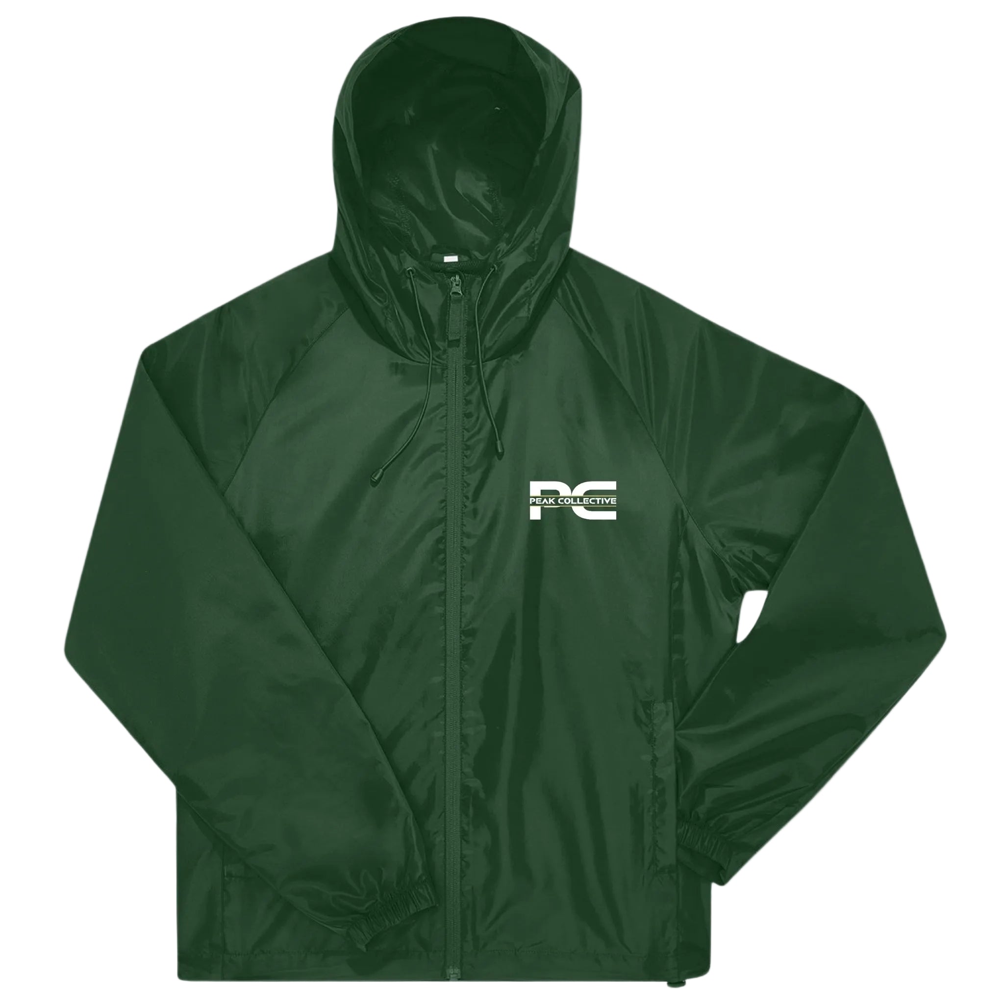 Green unisex AerisShell lightweight windbreaker with logo, lightweight performance jacket shown on a light grey background, ideal for running, workouts, and active movement.