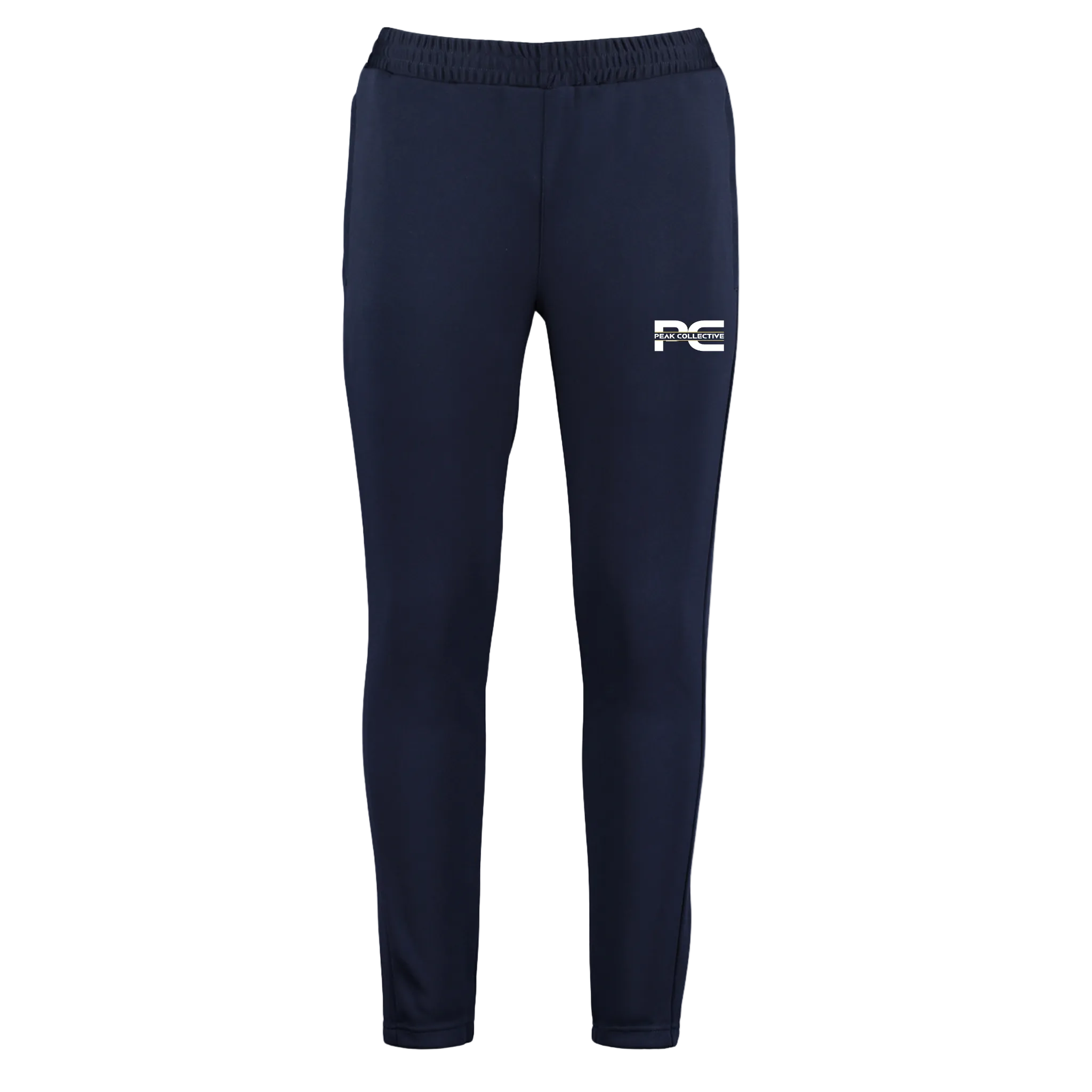 Men’s AeroJogger slim fit joggers in navy with logo, displayed upright on a grey background, designed for casual wear and everyday street style.