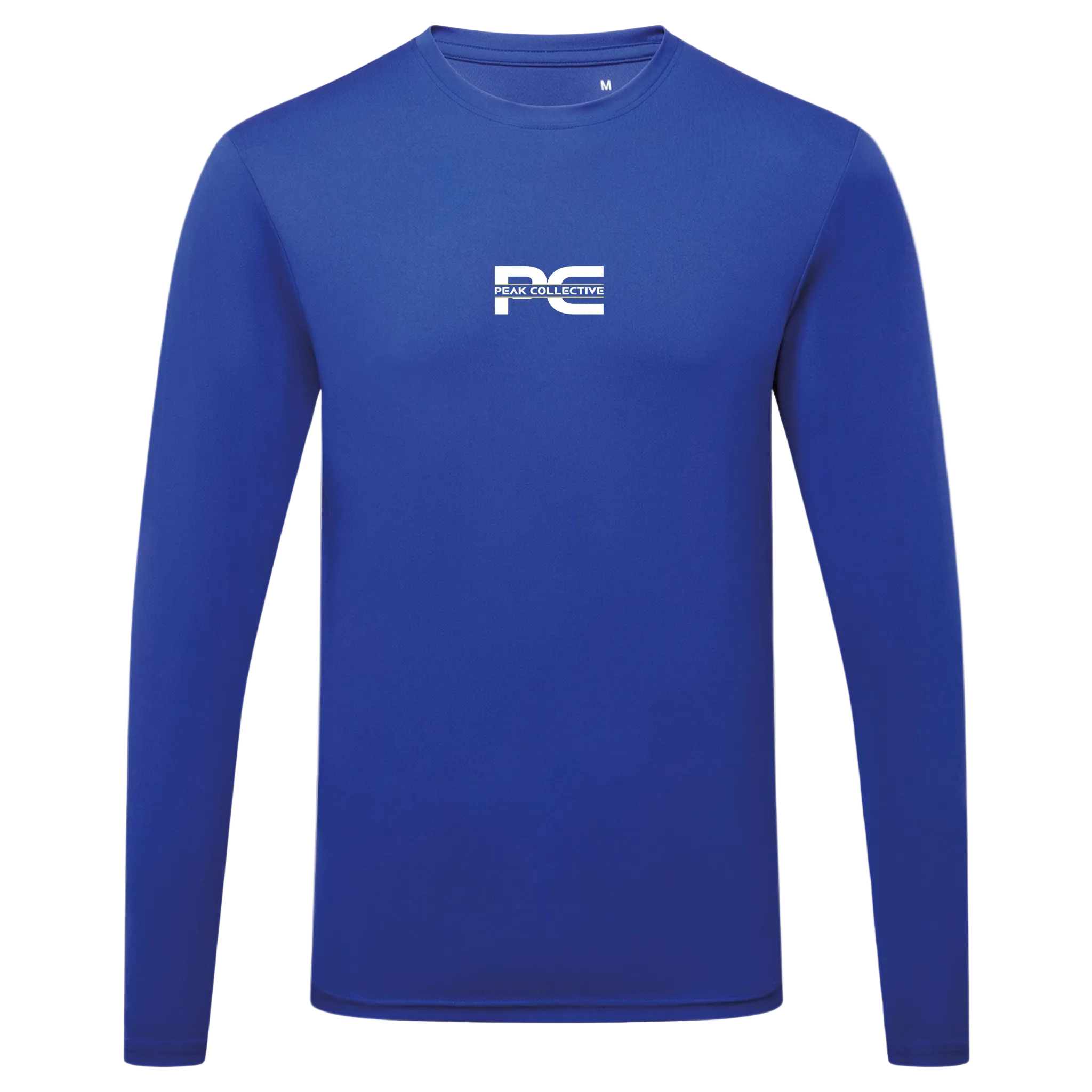 Men’s royal blue AeroSleeve long-sleeve performance top with logo, displayed on a neutral grey background, perfect for training, running, and outdoor workouts.