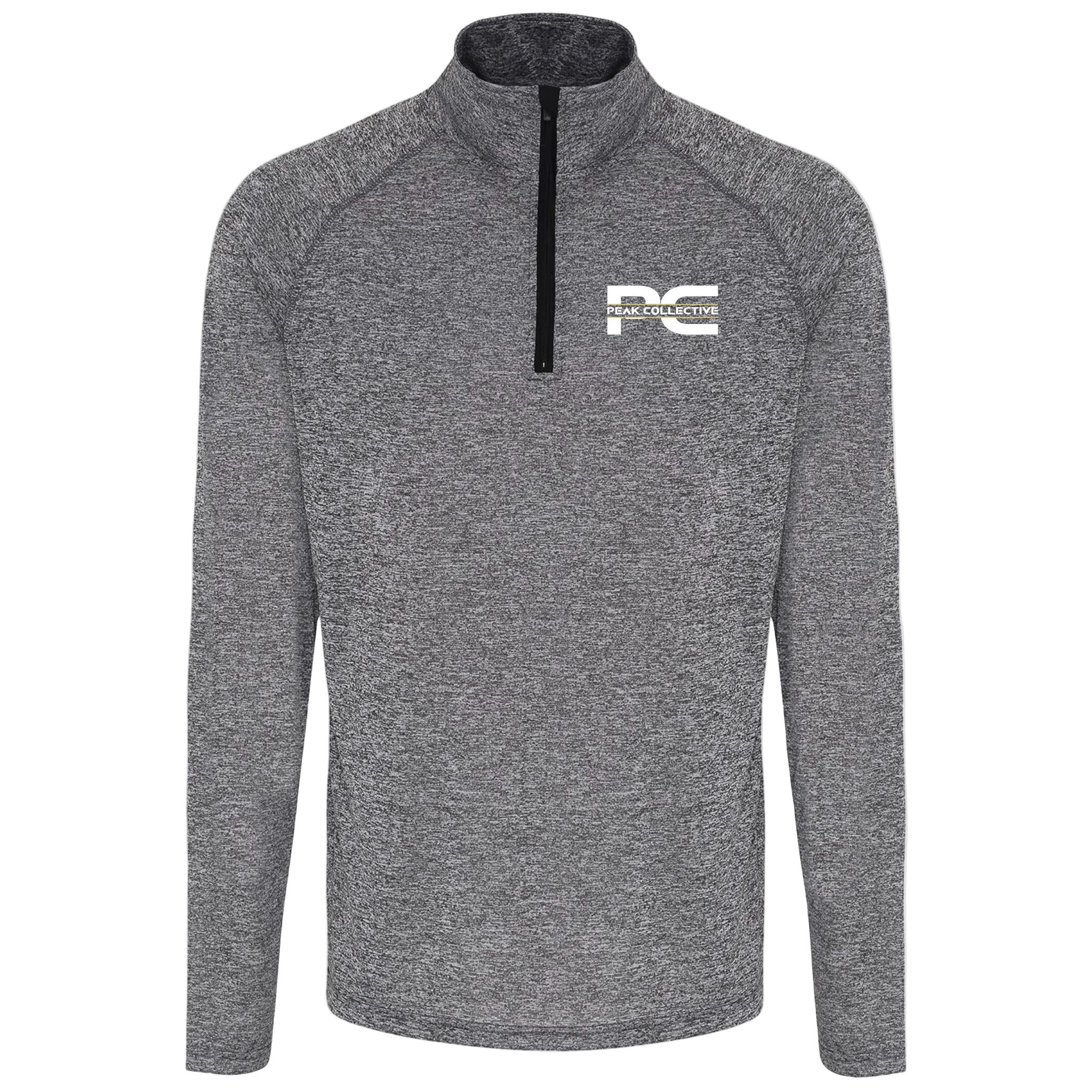 Men’s grey AeroZip performance pullover with 1/4 zip and logo, displayed on a neutral grey background, perfect for training, running, and outdoor fitness.