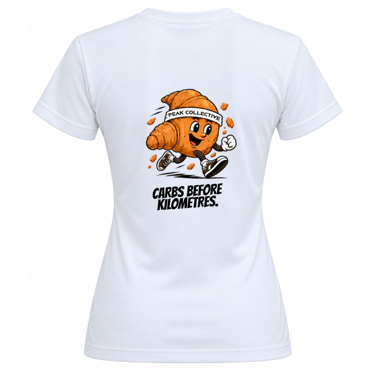 Peak Collective FuelCrew women's graphic running T-shirt with croissant design