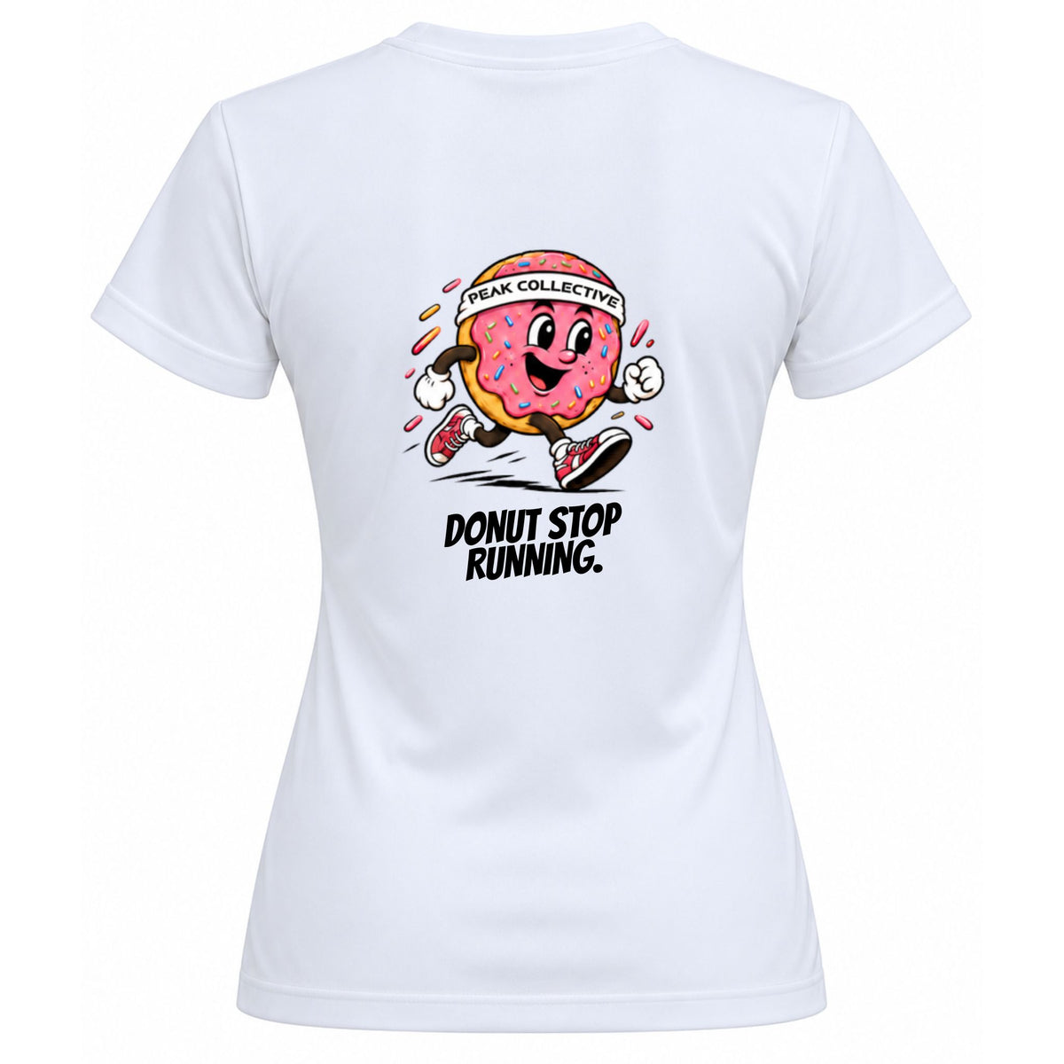 Peak Collective FuelCrew women's graphic running T-shirt with donut design