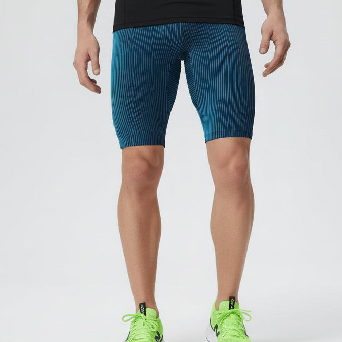 Person wearing blue AeroSkin shorts designed for gym workouts, running, and everyday active wear.