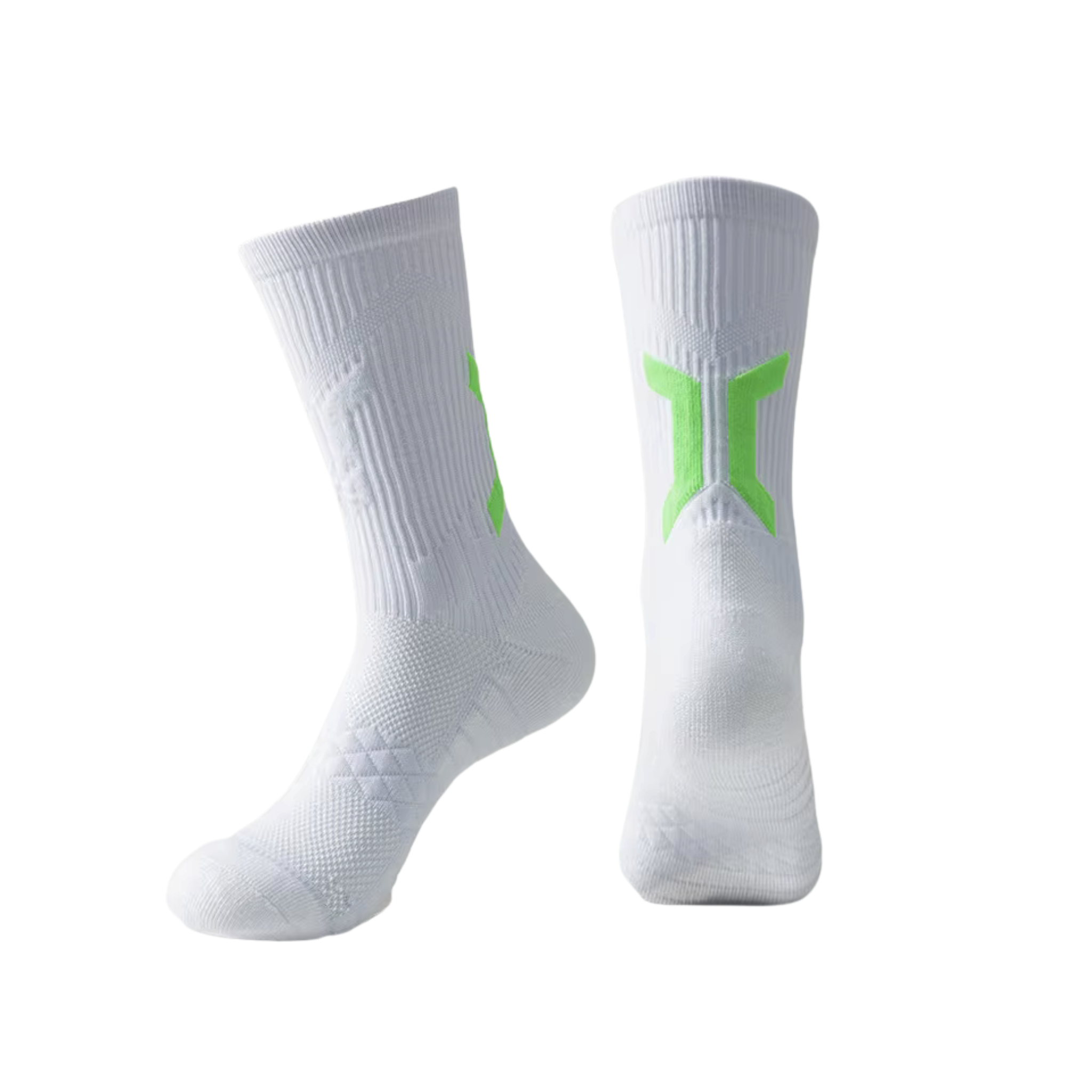 Pair of CoreSteppers athletic socks in Glacier displayed on a light grey background, designed for performance comfort and support.