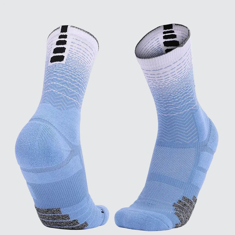 Close-up of CoreStride Polar Surge socks on a white background, ideal for runners and athletes seeking comfort, breathability, and performance socks.