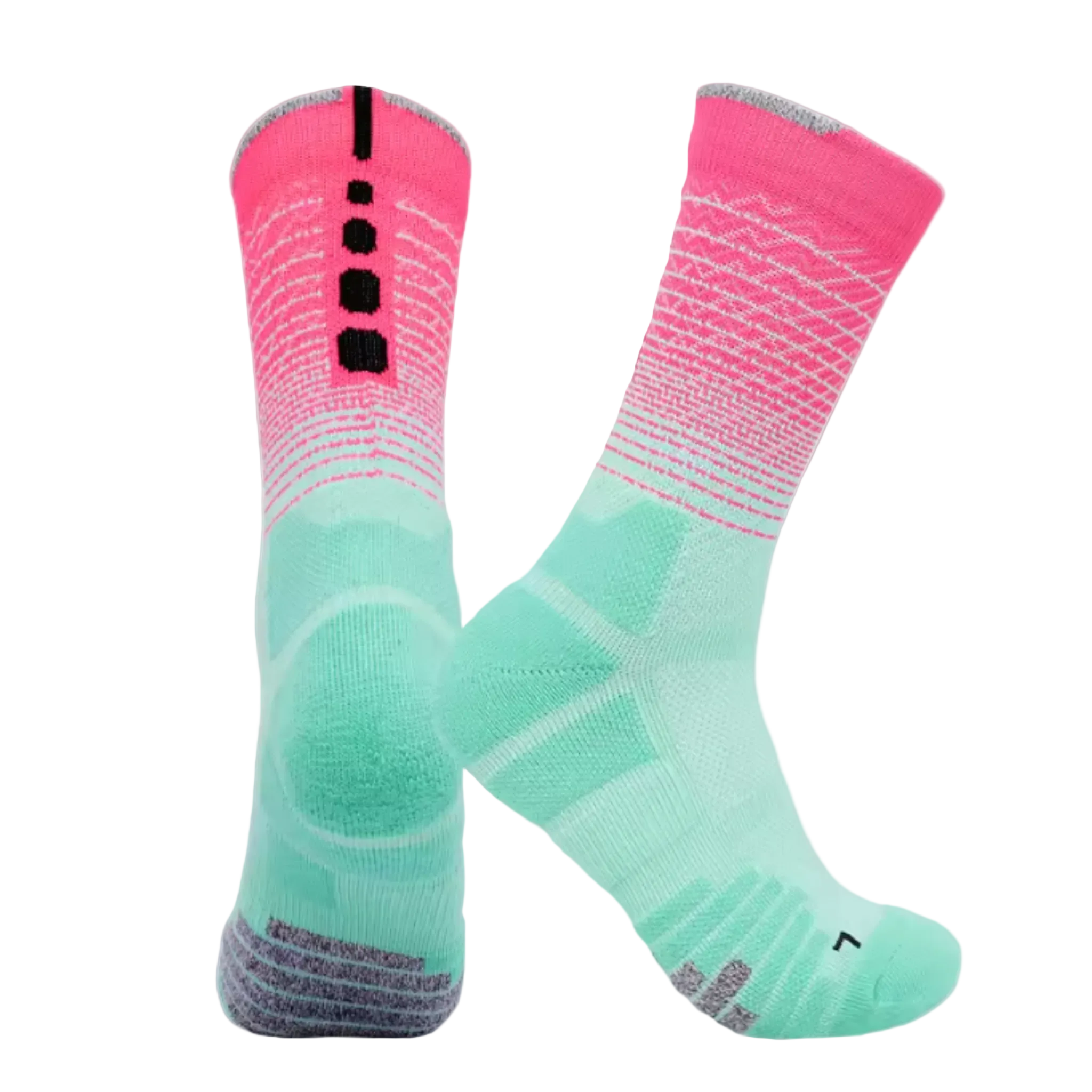 Pair of athletic CoreStride socks in Aqua Ignite on a white background. The CoreStride socks are designed for runners and athletes needing comfort, support, and moisture-wicking performance.