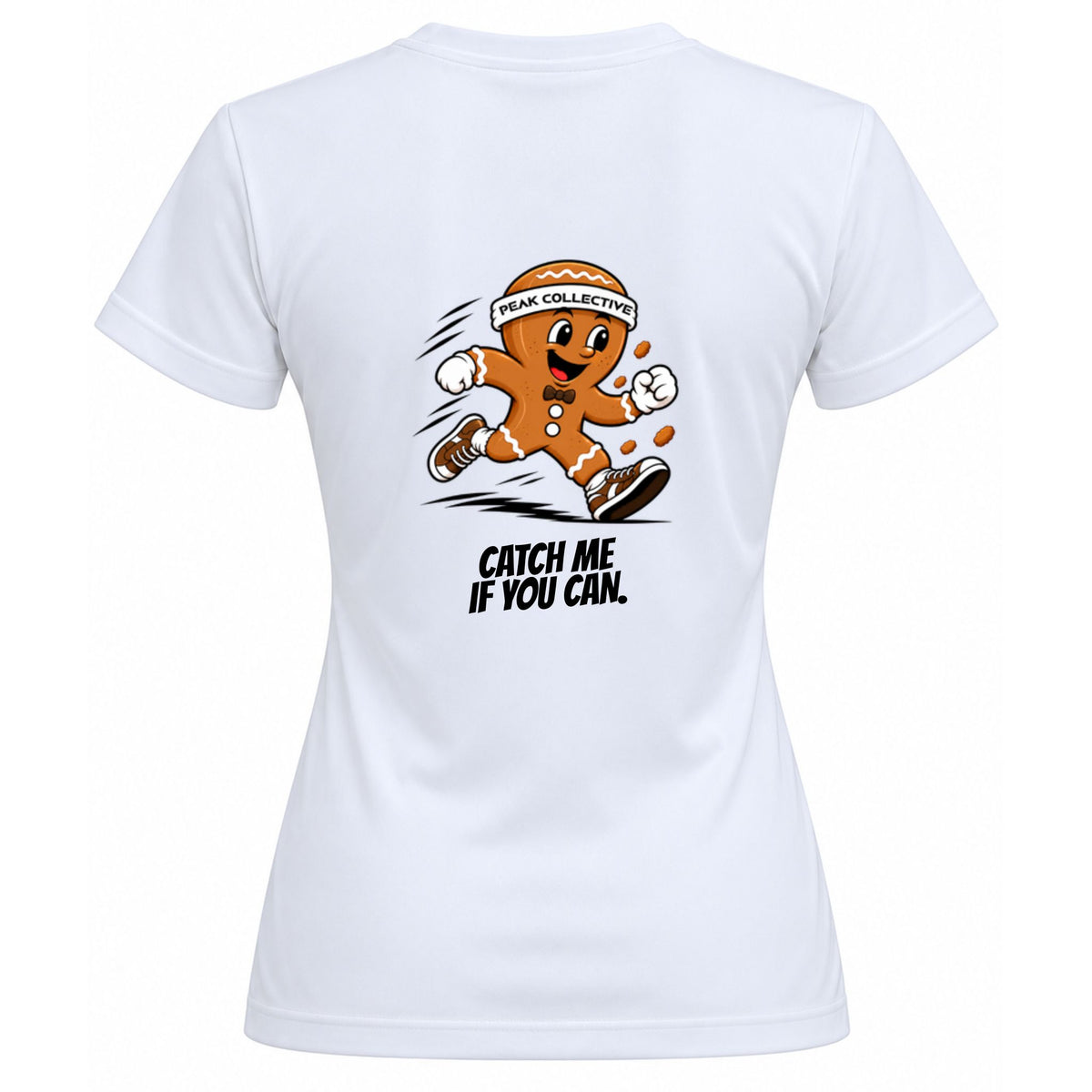 Peak Collective FuelCrew women's graphic running T-shirt with gingerbread design